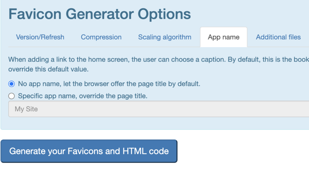 Favicon Generator Options