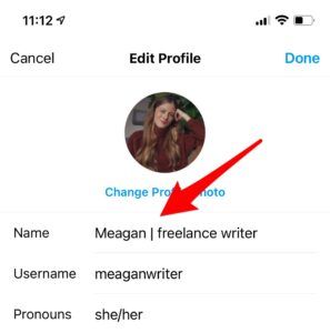 Include your niche keyword in your Instagram profile name for SEO!