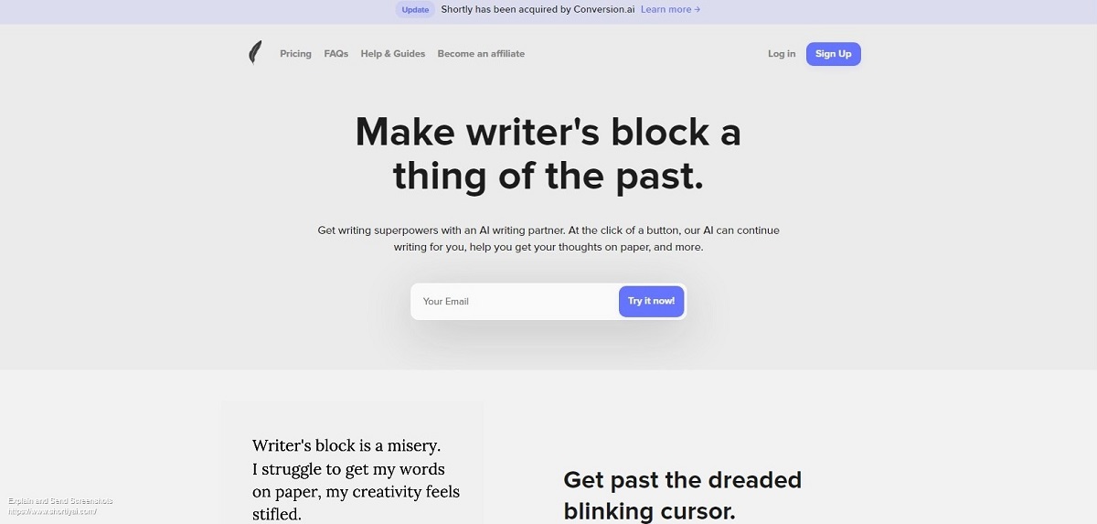 ShortlyAI landing page