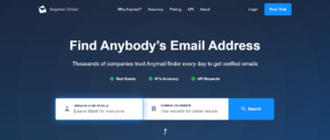 Screenshot of the Anymail Finder homepage.