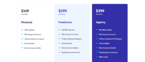 Screenshot of the Brizy builder pro lifetime license pricing.