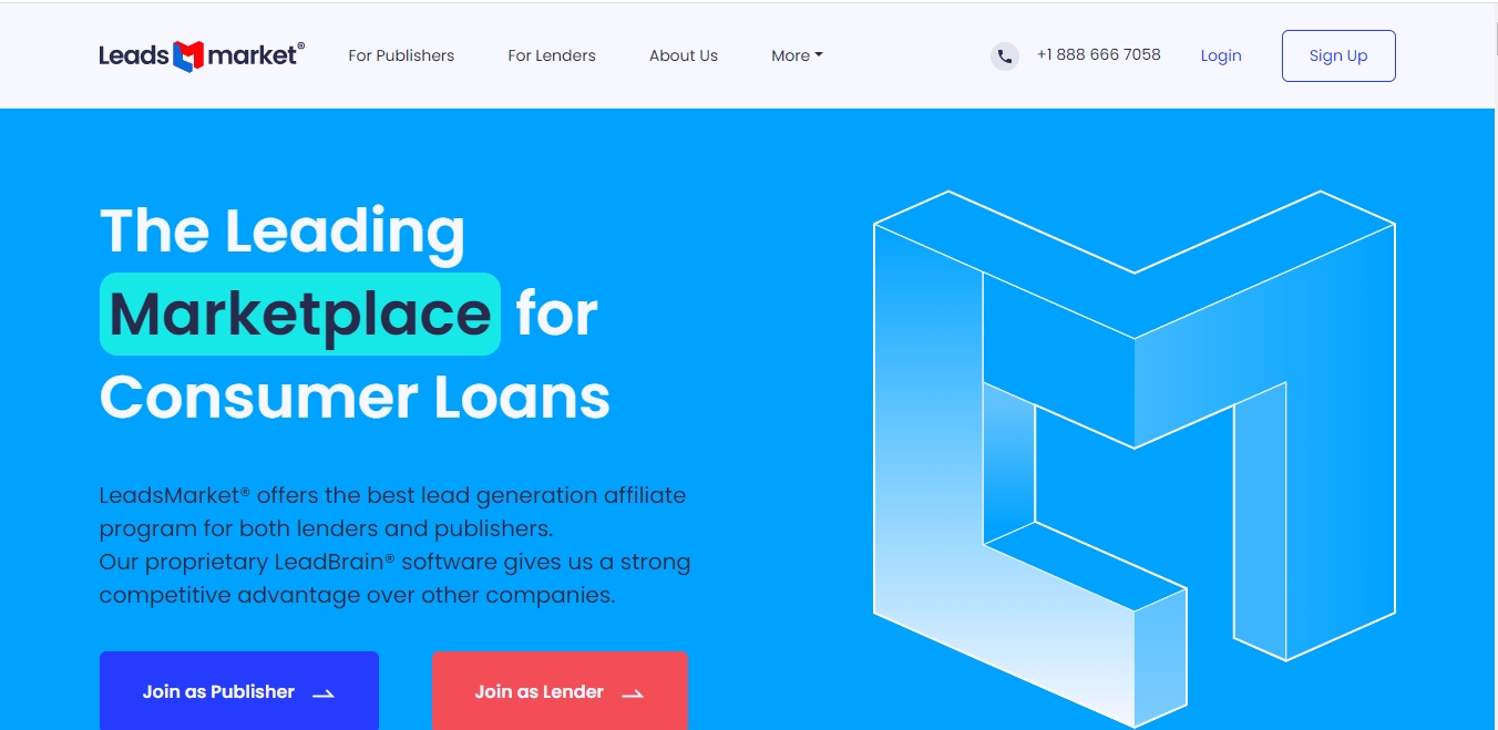 Leads Market personal loan affiliate programs screenshot