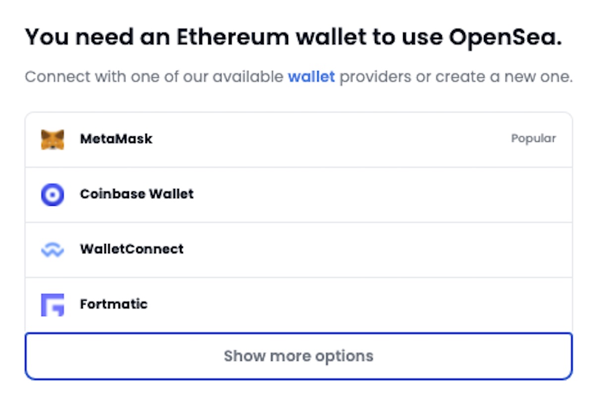 OpenSea wallet selection