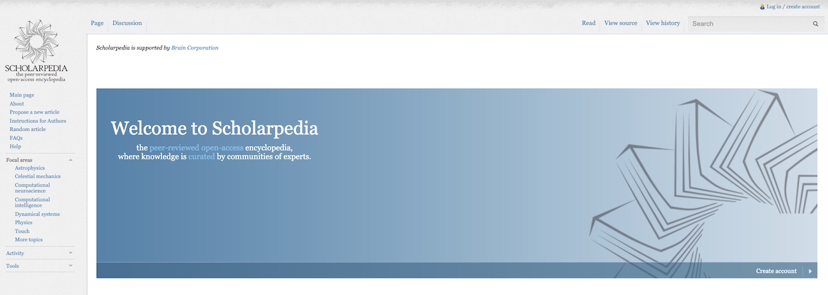 Scholarpedia Landing page
