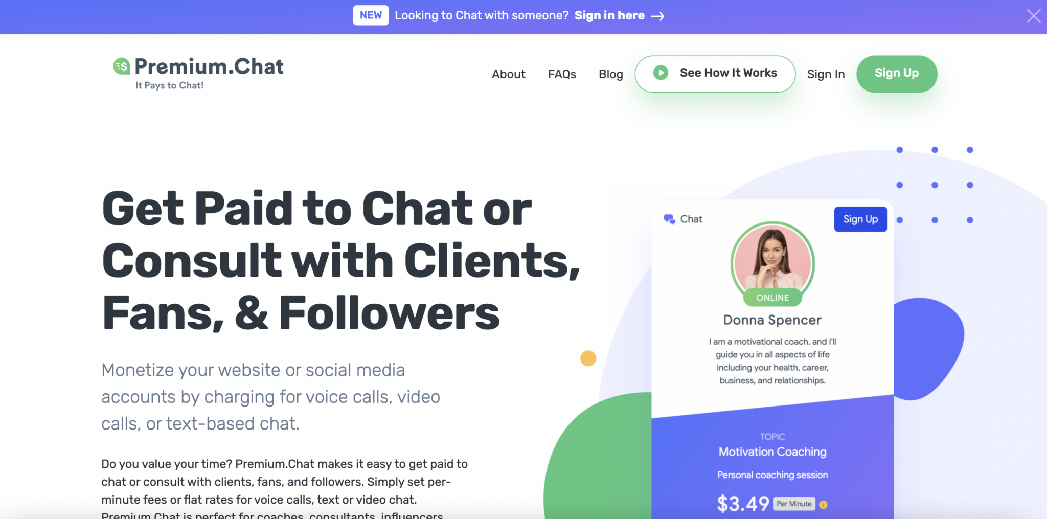 get paid to talk with premium.chat