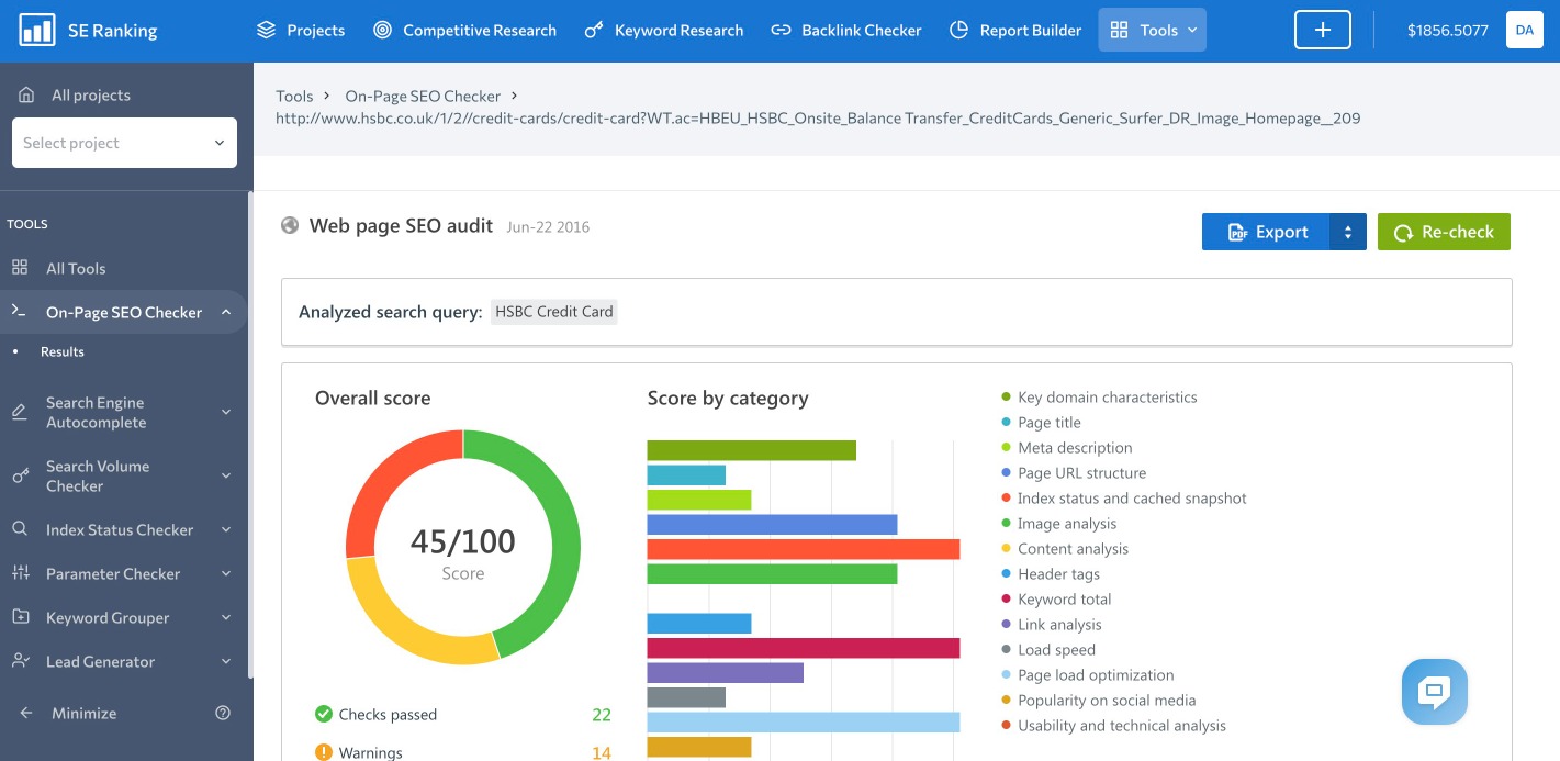 SE Ranking vs Semrush content optimisation