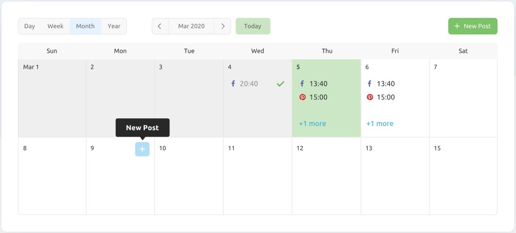 Screenshot of Social Media Poster cross network publishing scheduling and analytics in a single tab Semrush