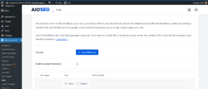 Screenshot of the All in One SEO robots file.