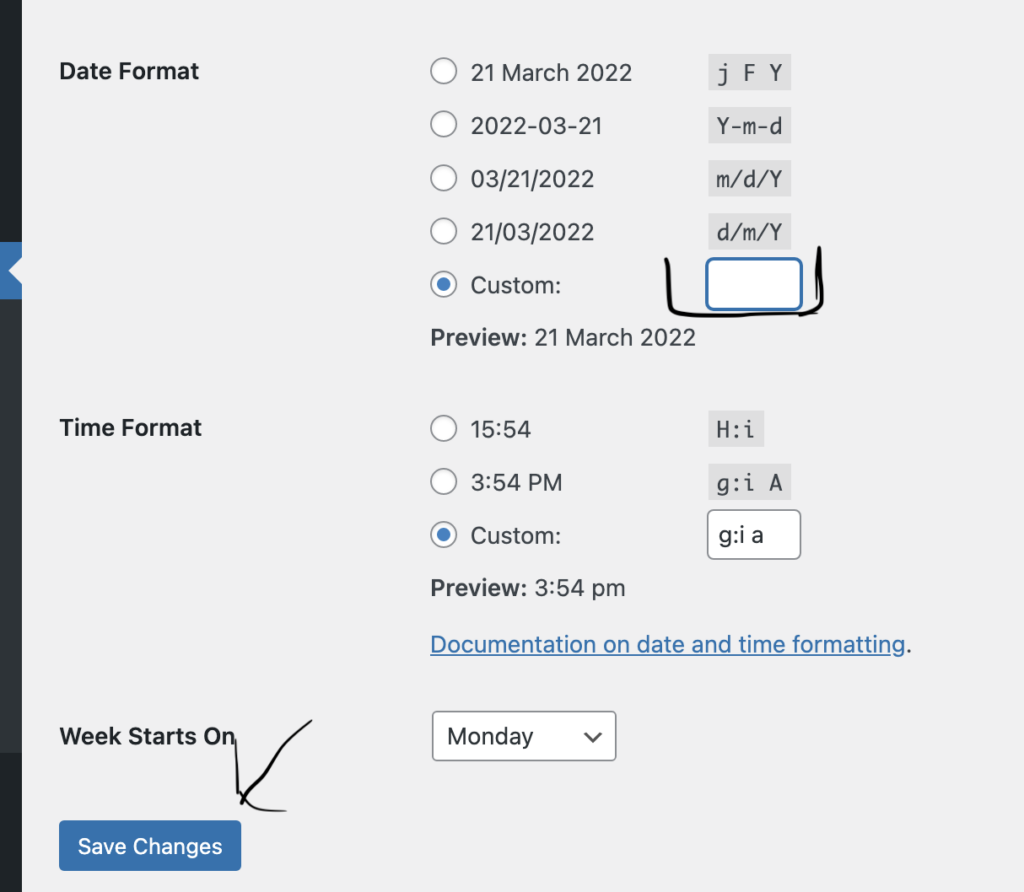 Custom Date Options In WordPress