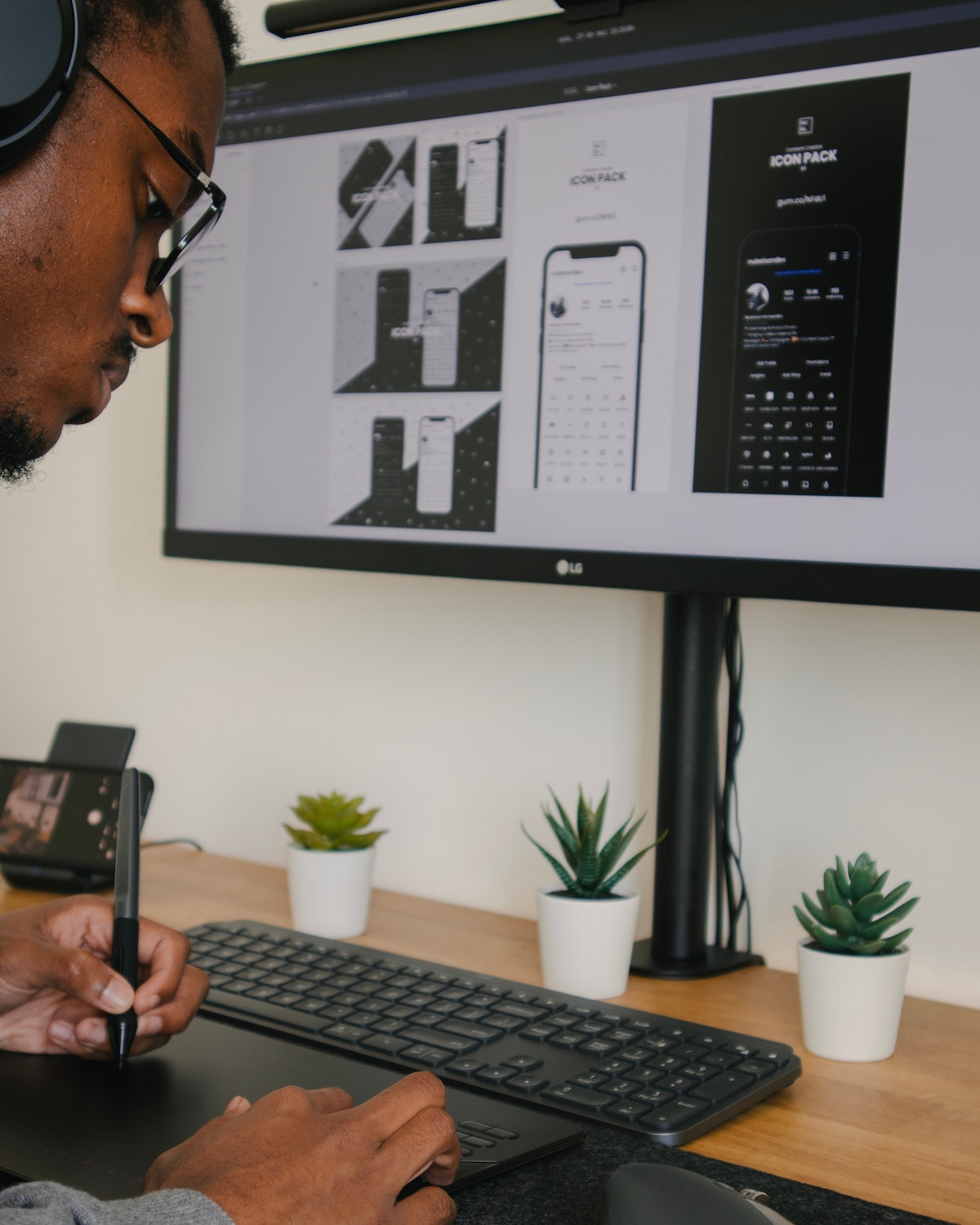 Man designing a phone logo