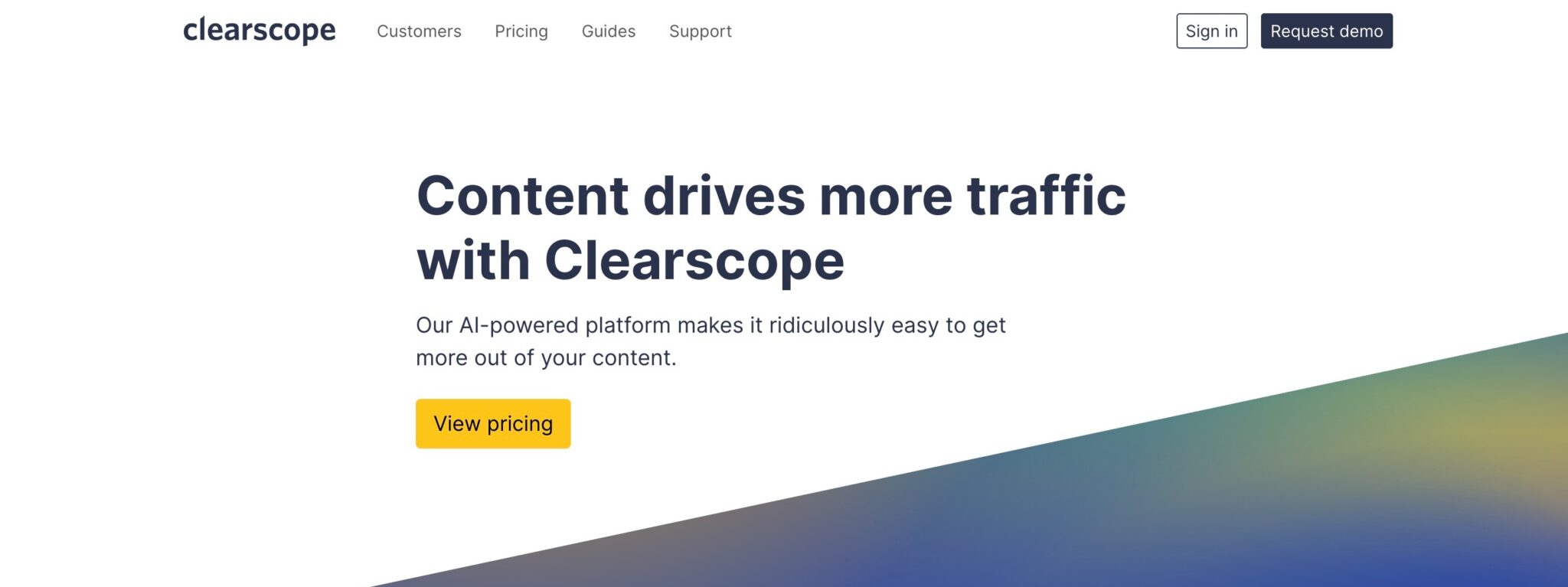 Screenshot of Clearscope The A SEO content optimization platform scaled