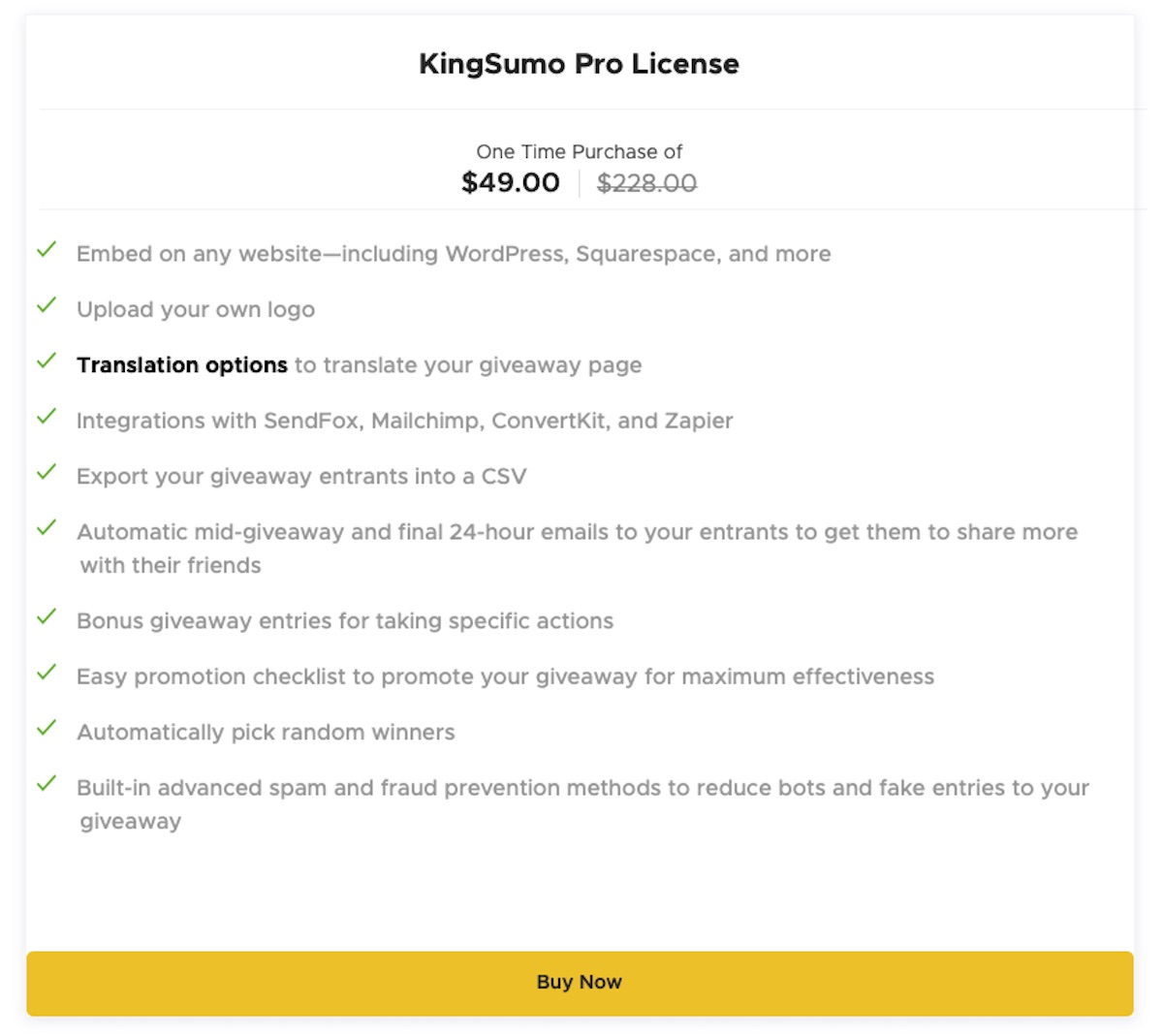 KingSumo Pro Licence