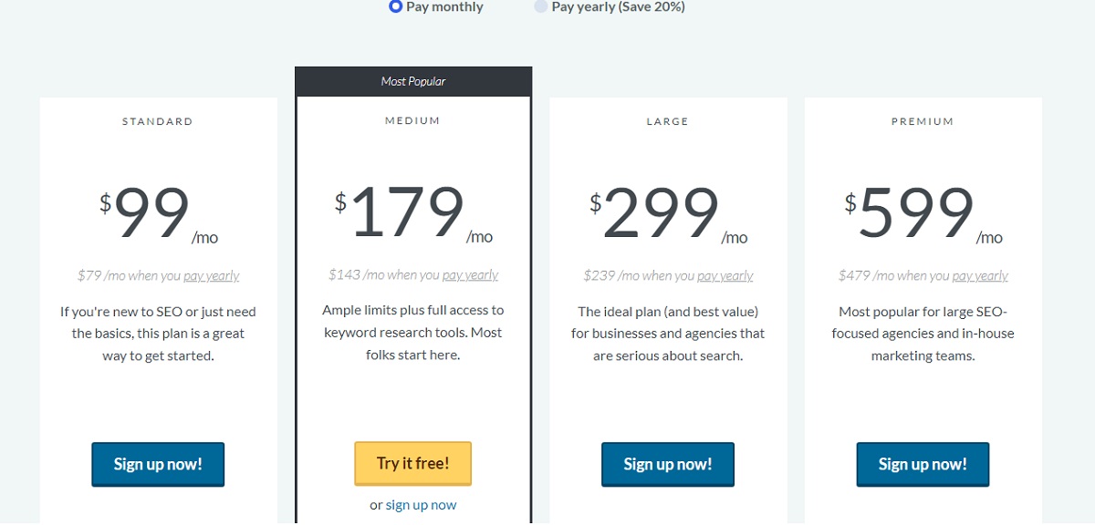MOZ Plans and Pricing