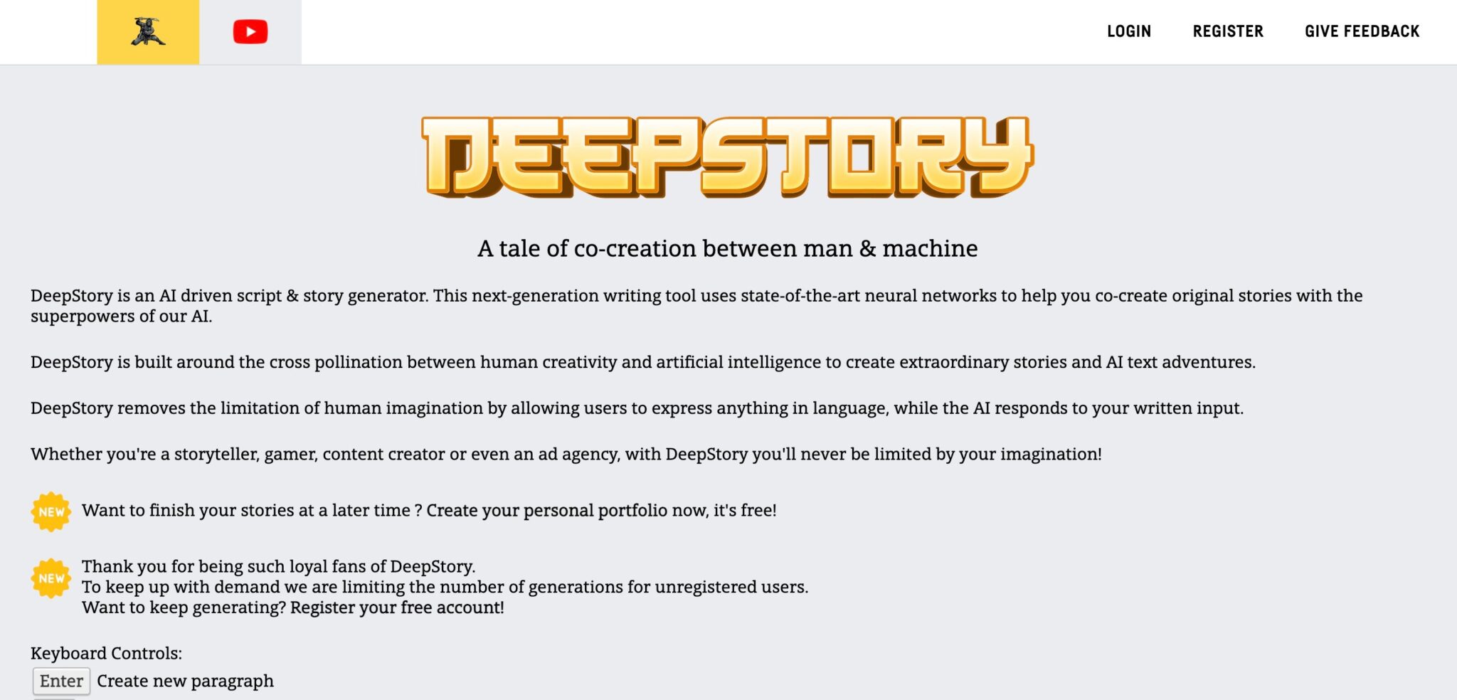 Deepstory AI story generator