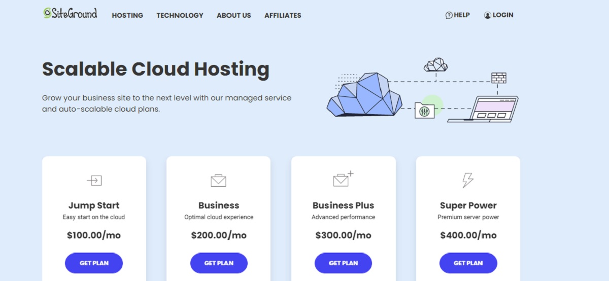 Siteground managed cloud hosting plans