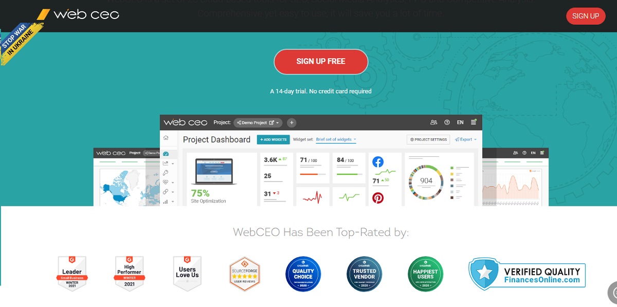 WebCEO Landing Page