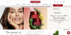 Screenshot of the Clarins homepage.