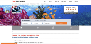 Screenshot of the Dive The World homepage.