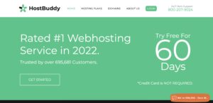 Screenshot of the Hostbuddy website hosting homepage.
