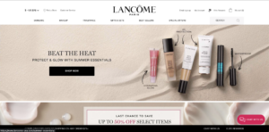 Screenshot of the Lancome homepage.