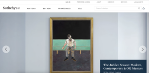 Screenshot of the Sotheby's homepage.