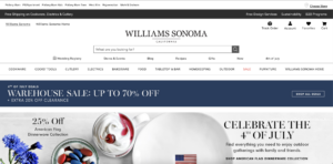 Screenshot of the Williams-Sonoma homepage.