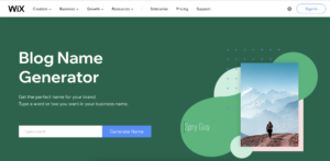 Screenshot fo the Wix blog name generator.