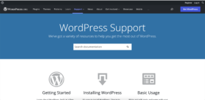 Screenshot of the wordpress support page.