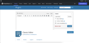 Screenshot of the WordPress classic editor plugin in the WordPress repository.