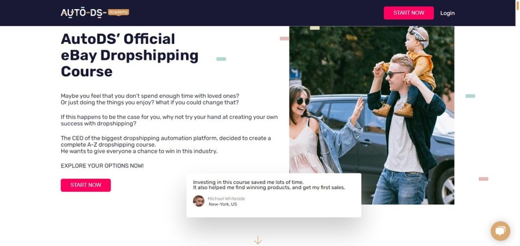 AutoDS EBay Dropshipping Course landing page