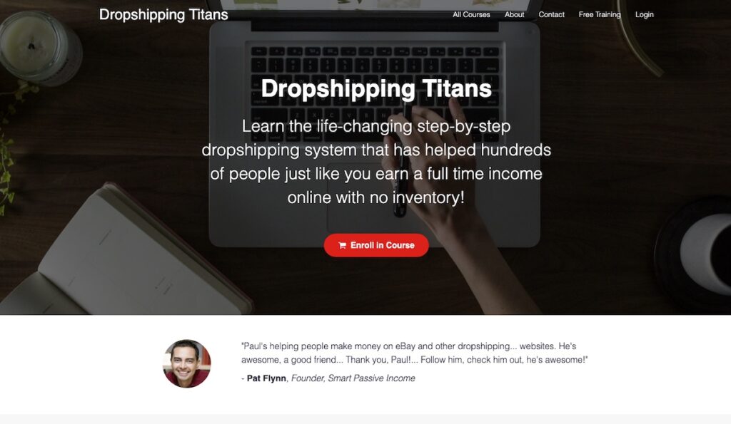 eBay Dropshipping Titans landing page