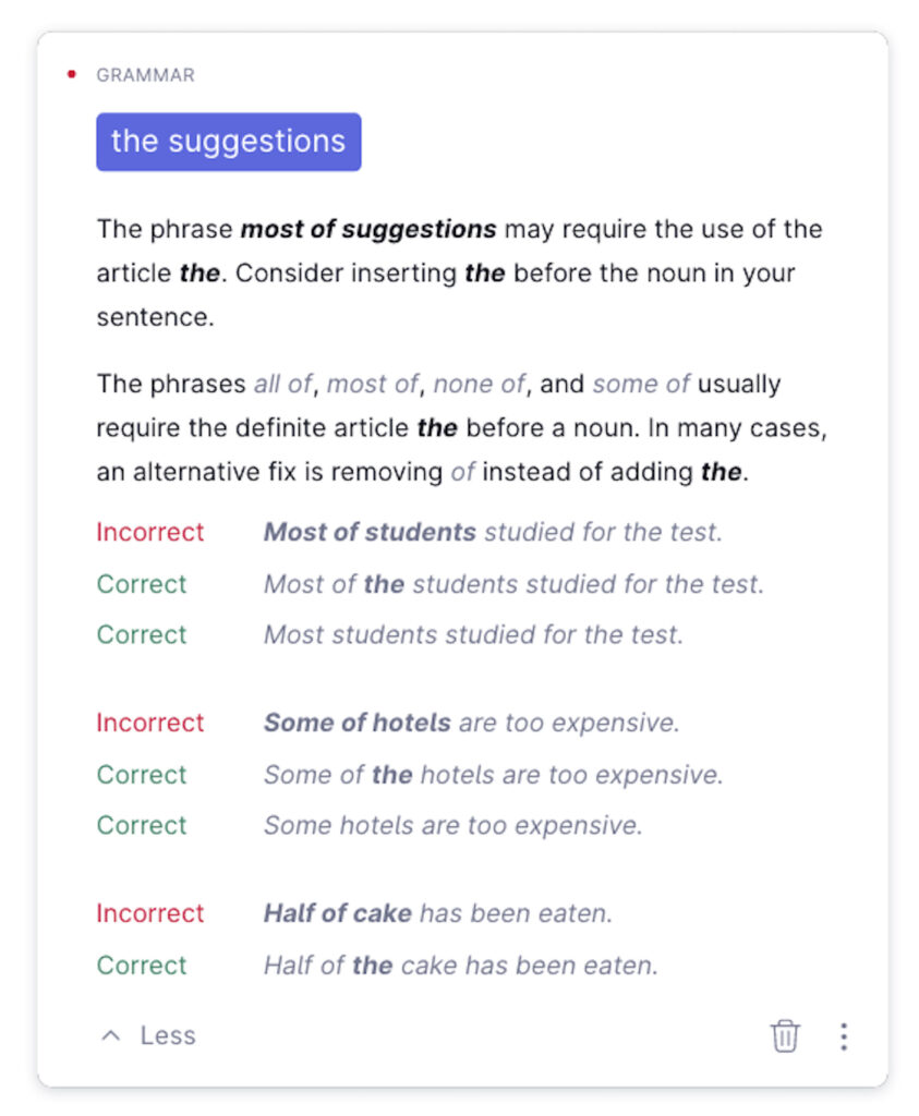 Grammarly Read the suggestions