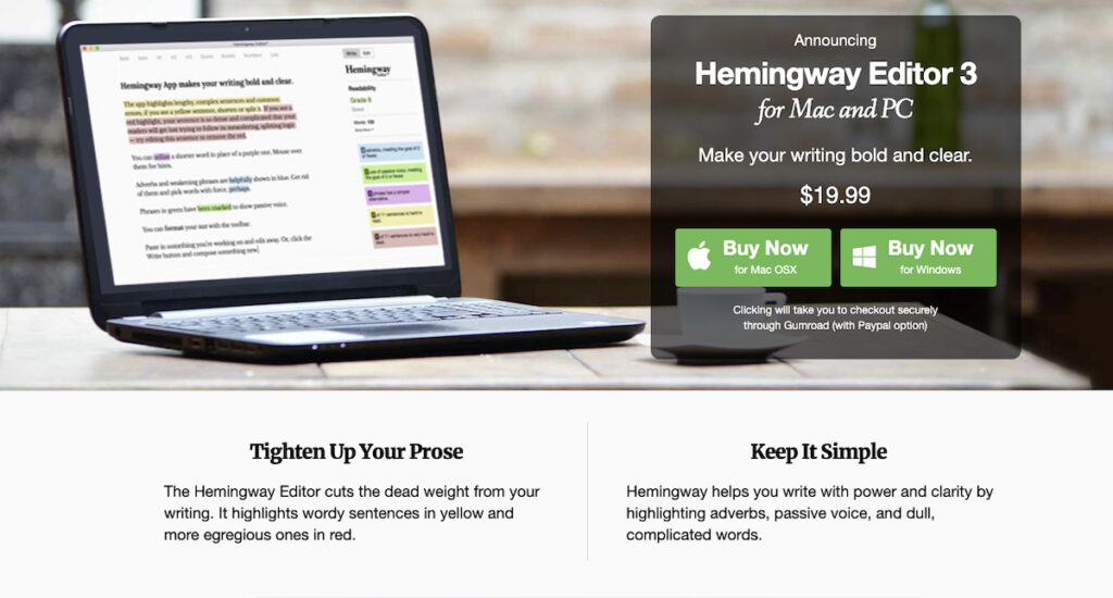 Hemingway Editor homepage