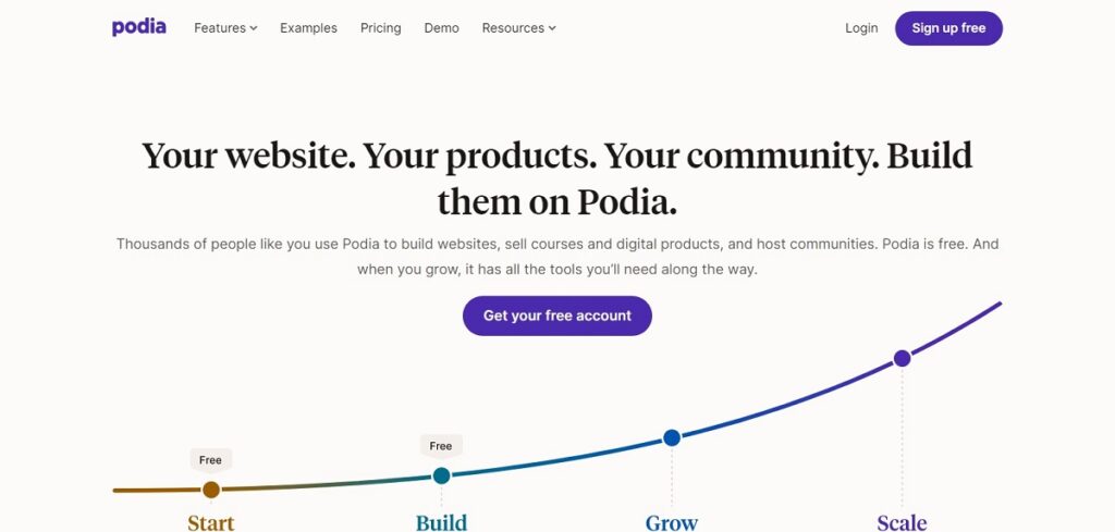 Podia landing page