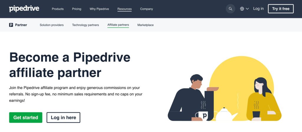 The 66 Best Recurring Affiliate Programs to Snowball Your Income 9 Screenshot of Affiliate Partnership Pipedrive