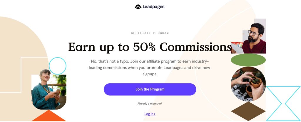Screenshot of Earn with Leadpages Partner Program