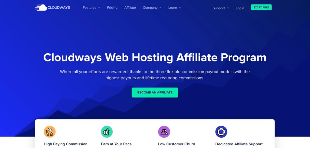 Screenshot of High Paying Web Hosting Affiliate Program Cloudways