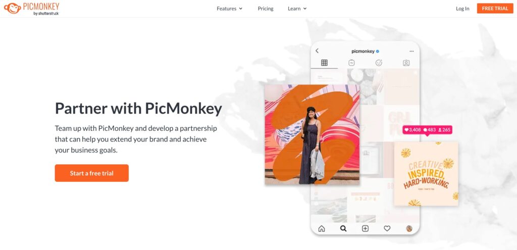 Screenshot of Join our Partner Program PicMonkey