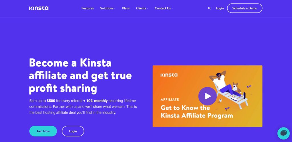 Screenshot of Kinsta® Affiliate Program