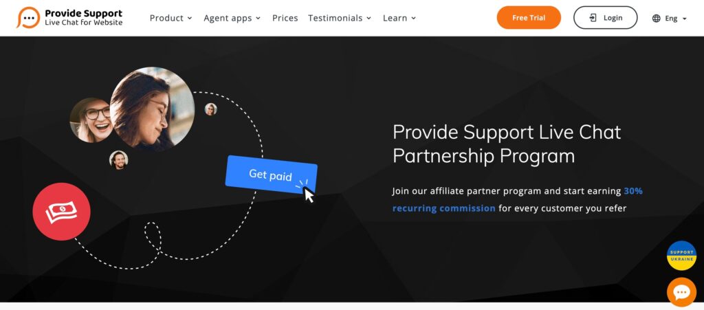 The 66 Best Recurring Affiliate Programs to Snowball Your Income 27 Screenshot of Live Chat Software Customer Service Chat Affiliate Program Provide Support