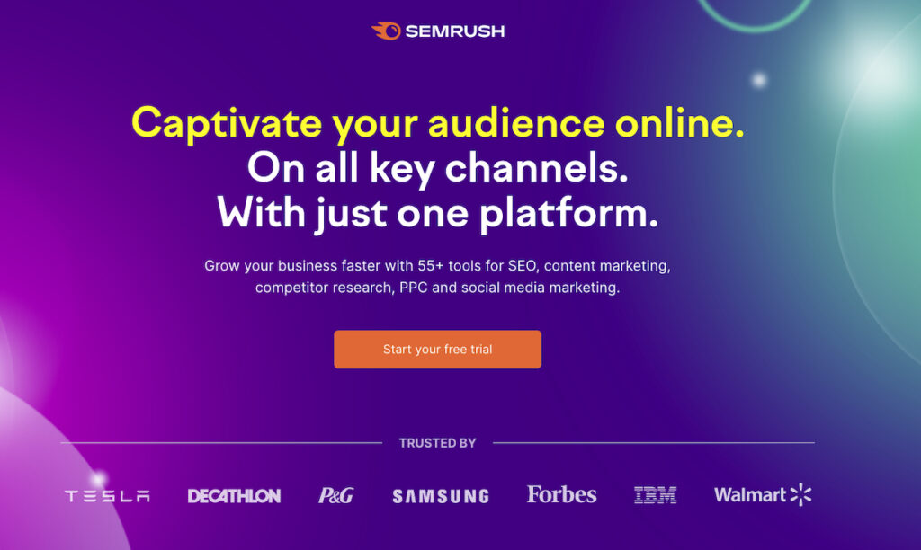 SEMRush landing page