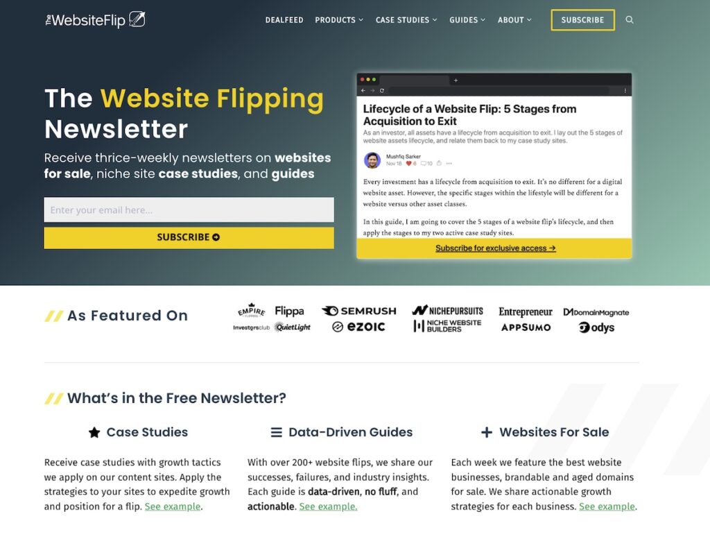 The Website Flip landing page