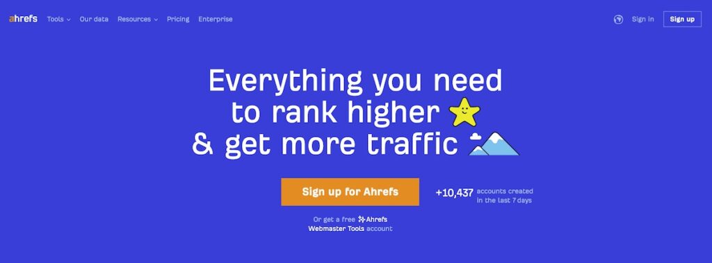 Ahrefs Landing page