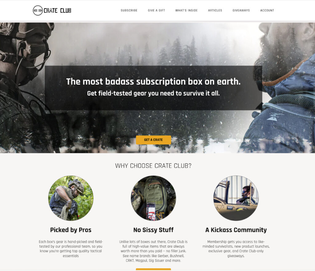 Crate Club Landing Page