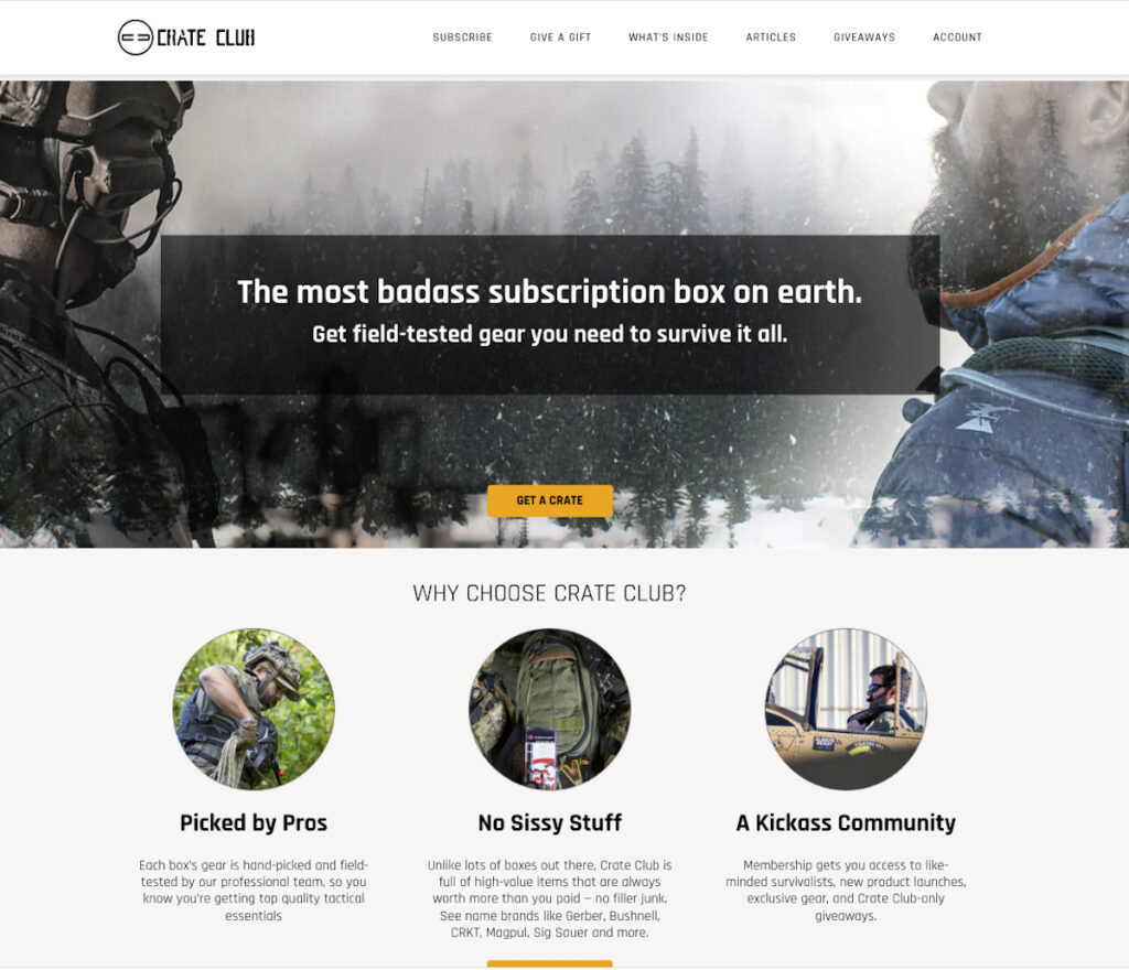 21 Great Survival Affiliate Programs That Pay Out Big Commissions Crate Club Landing Page