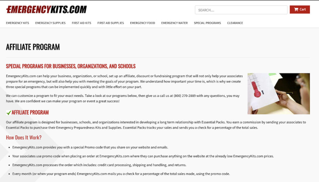 21 Great Survival Affiliate Programs That Pay Out Big Commissions Emergencykits affiliate page