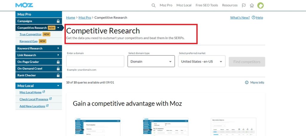 MOZ competitive research