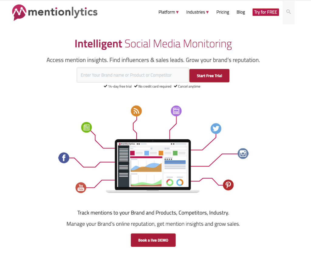 Mentionlytics Landing page