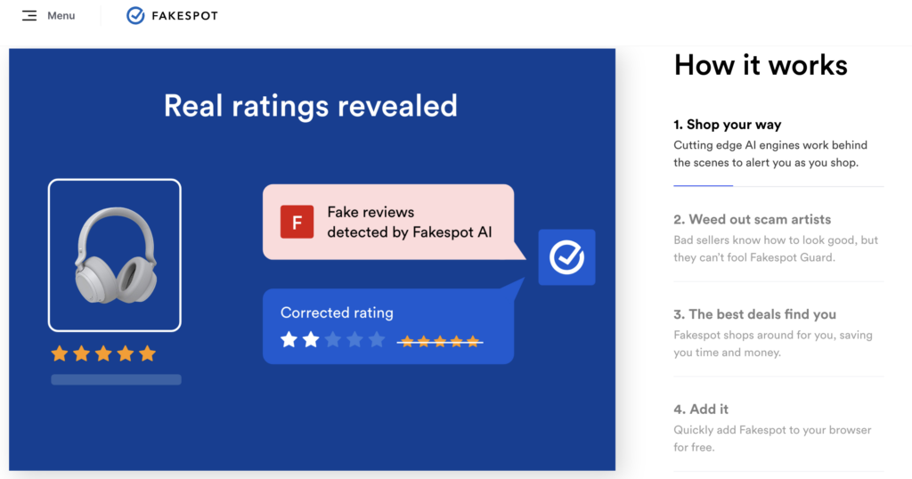 Fakespot's fake review checker helps buyers save time to purchase confidently. 