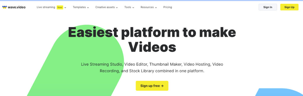 Wave.video Landing page